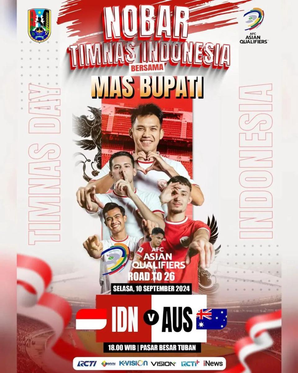 Nobar Timnas Indonesia di Kabupaten Tuban. (instagram.com/kabupatentuban)