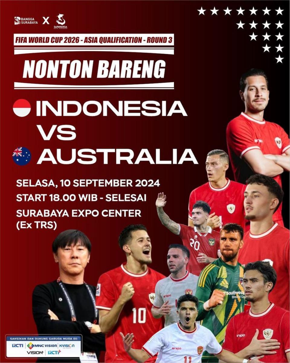 Nobar Timnas Indonesia di Surabaya. (instagram.com/surabaya)
