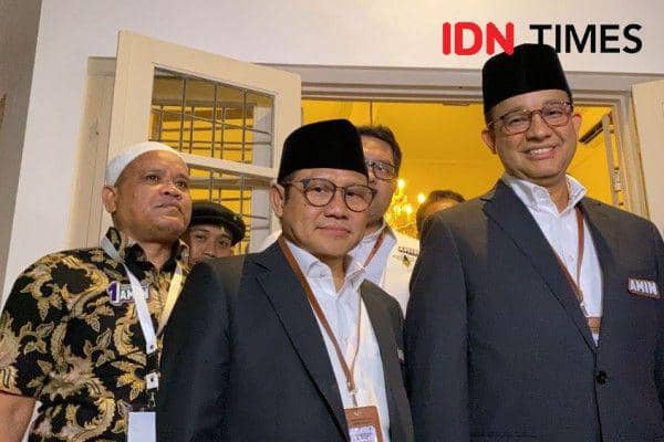 Anies Baswedan-Muhaimin Iskandar ketika mengikuti pilpres Februari 2024. (IDN Times/Amir Faisol)