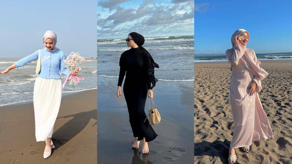 OOTD hijab ke pantai anti gerah yang kekinian dan gampang disontek (instagram.com/siskaamera | instagram.com/renimarlinaaaaa | instagram.com/adindavld)