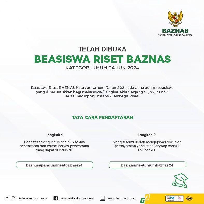 Beasiswa Riset Baznas 2024 (instagram.com/beasiswabaznasri)