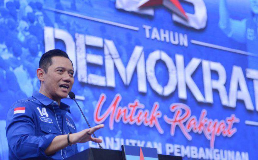 syukuran dalam rangka Hari Ulang Tahun (HUT) ke-23, di Kantor DPP Demokrat, Jakarta, Senin (9/9/2024).