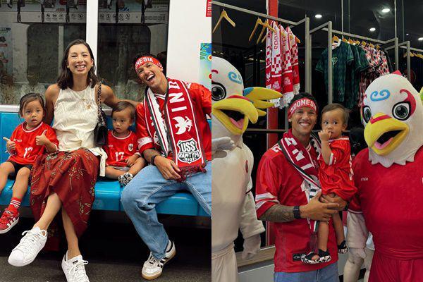 7 Potret Irfan Bachdim dan Keluarga Nonton Timnas, ke GBK Naik MRT