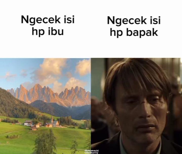 meme ngecek HP mak (instagram.com/humemesidcom)
