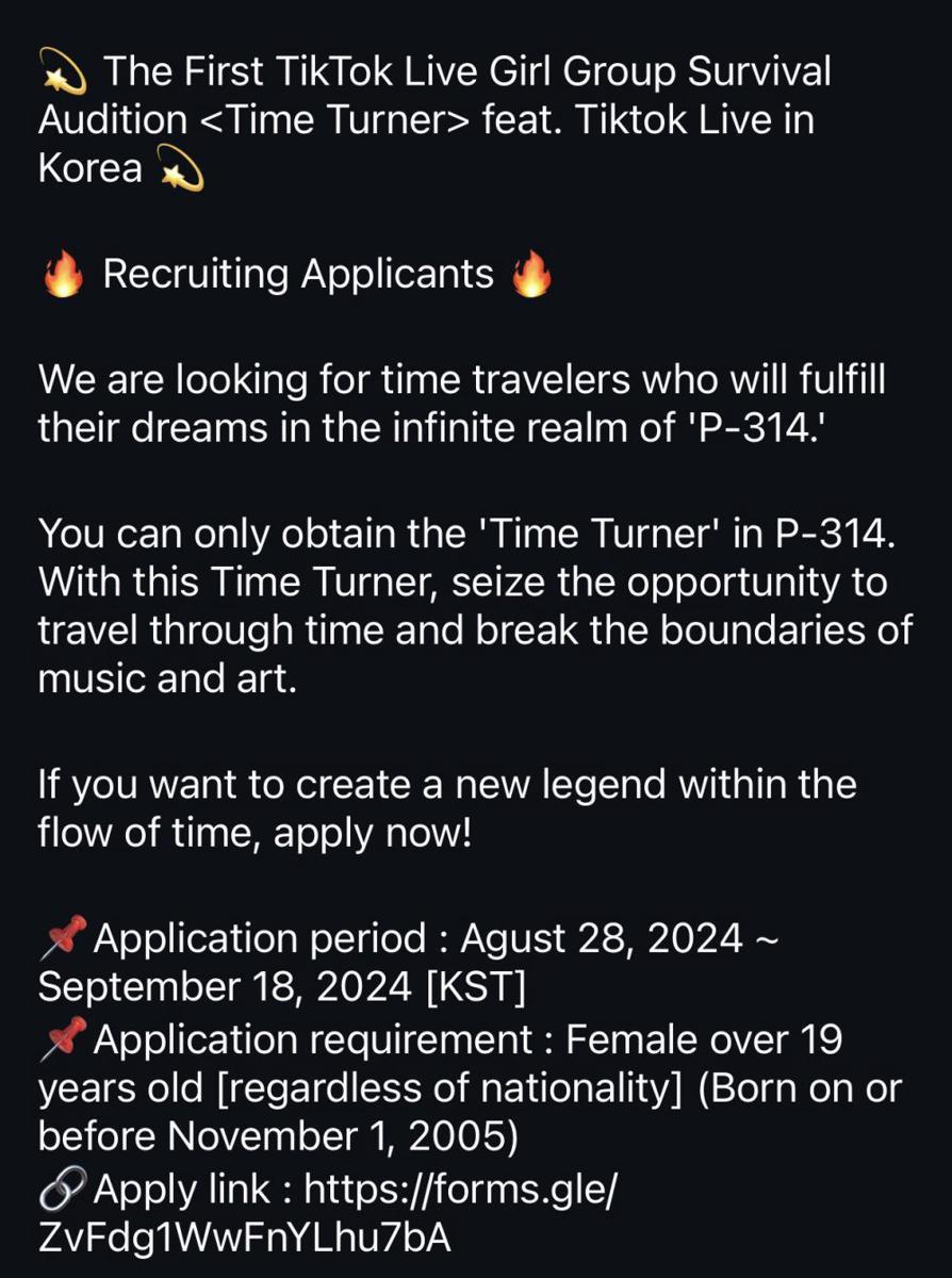 pengumuman audisi Time Turner (twitter.com/TimeTurnerMedia)