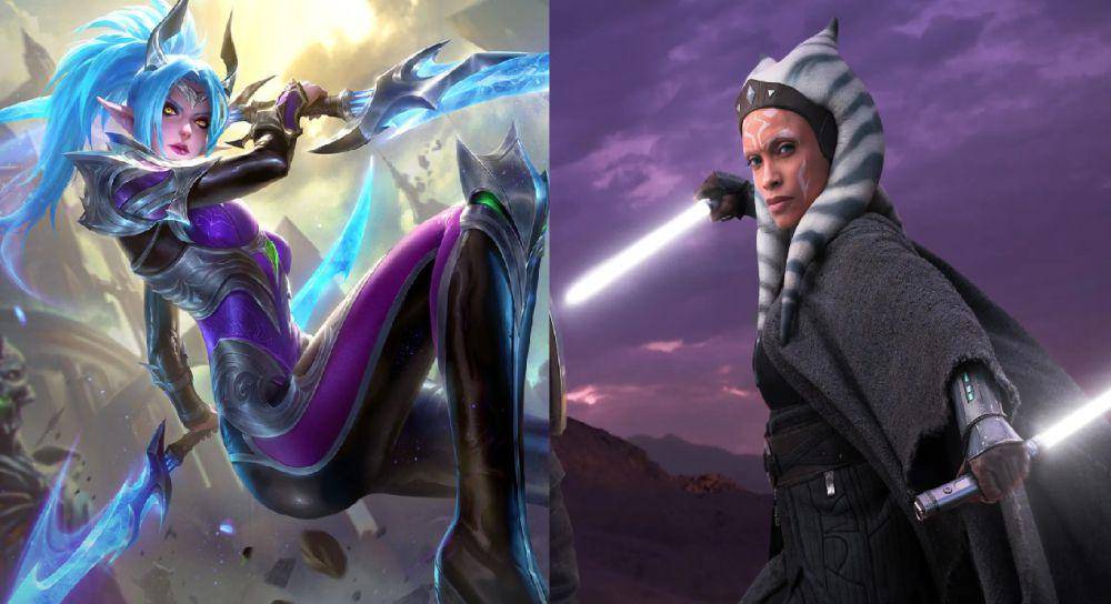 Karina dan Ahsoka (dok. Moonton/Mobile Legends: Bang Bang | dok. Lucasfilm Ltd./Ahsoka)