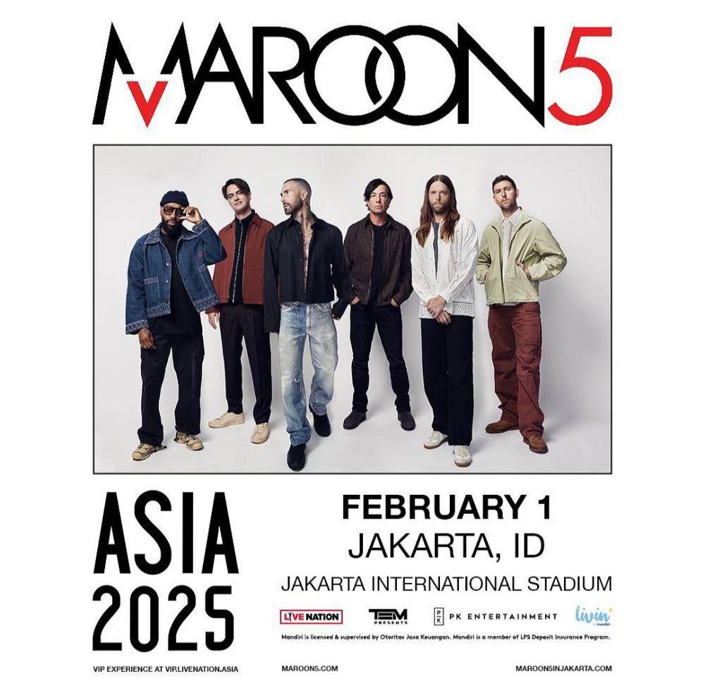 Poster Resmi Maroon 5 Asia Tour 2025 (instagram.com/pkentertainment.id)