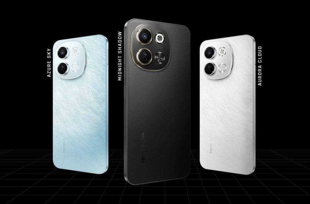tiga pilihan warna TECNO POVA 6 Neo 5G (tecno-mobile.in)
