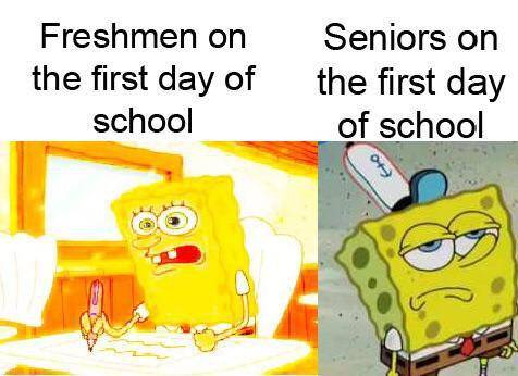 potret meme SpongeBob hari pertama sekolah (reddit.com/r/memes)