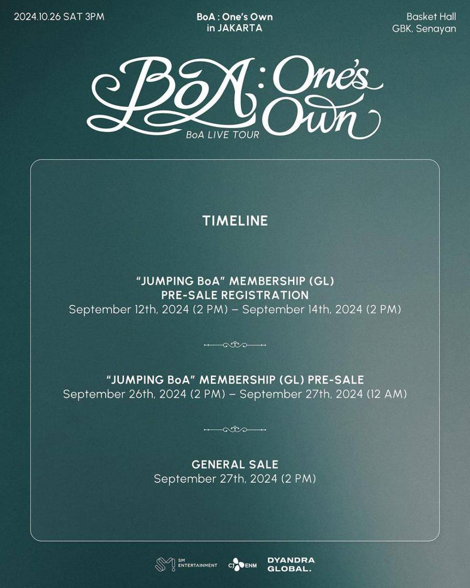 cara membeli tiket konser BoA di Jakarta (instagram.com/dyandraglobal)