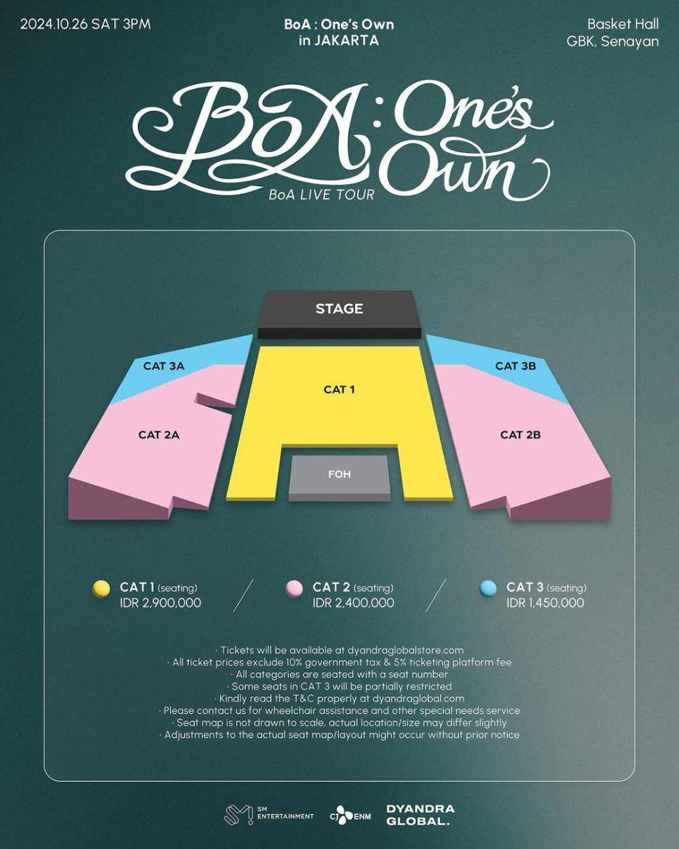 harga tiket konser BoA di Jakarta (instagram.com/dyandraglobal)