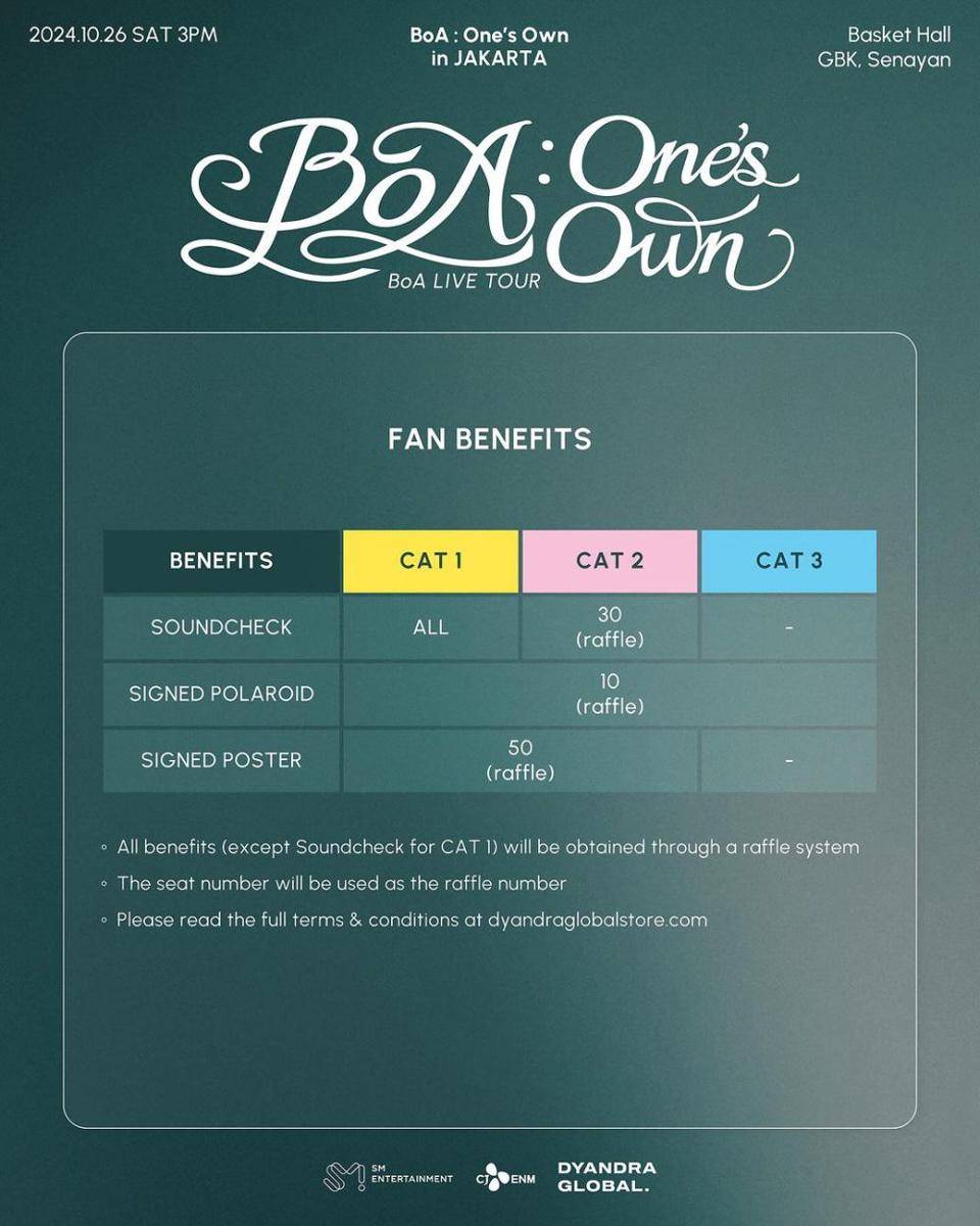 benefit tiket konser BoA di Jakarta (instagram.com/dyandraglobal)