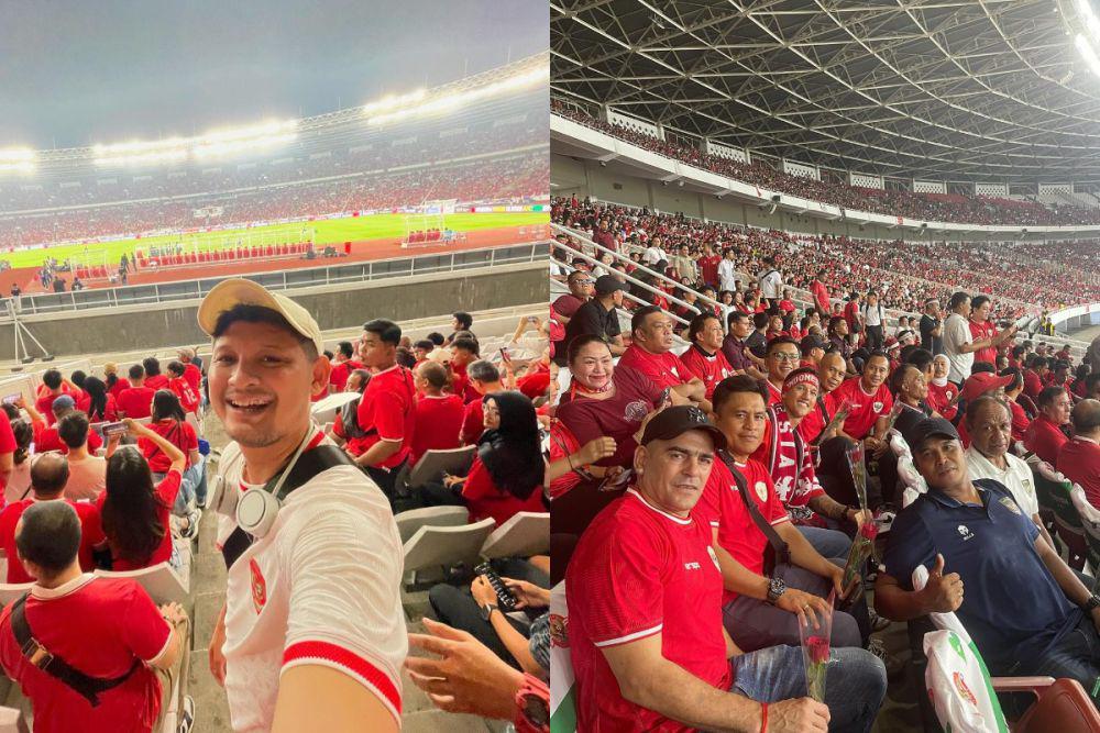7 Potret Mantan Pemain Timnas Nonton Timnas di GBK, Full Support!