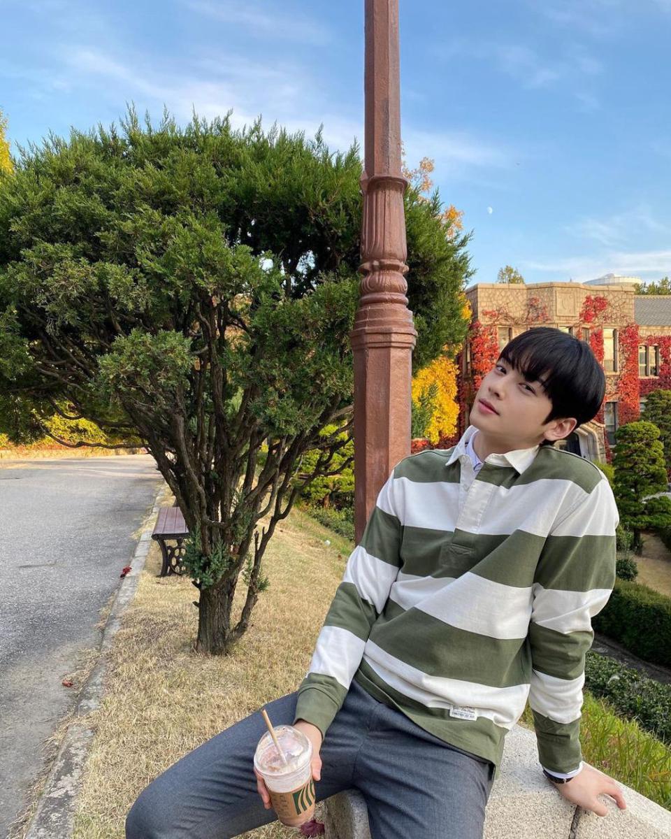stripe outfit ala Cha Eun Woo ASTRO (instagram.com/eunwo.o_c)