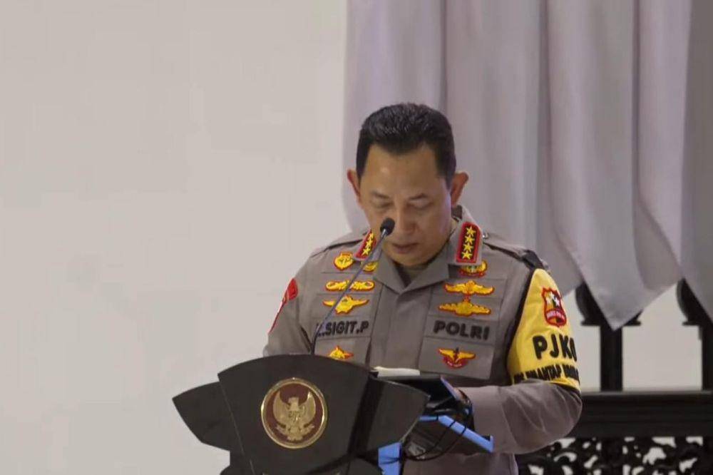 Kapolri Jenderal Pol Listyo Sigit Prabowo dalam acara pengarahan Presiden Jokowi kepada pejabat TNI-Polri di IKN (YouTube.com/Sekretariat Presiden)