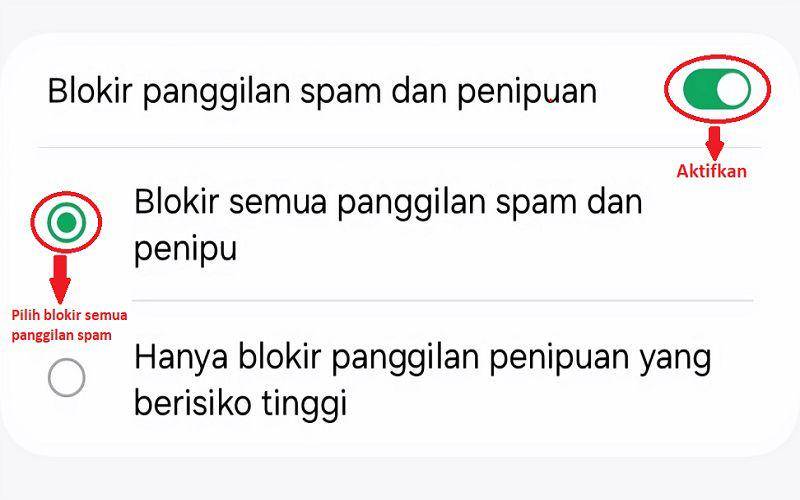 cara otomatis memblokir nomor tak dikenal di Android (dok. pribadi/Jubaedah Haryani)