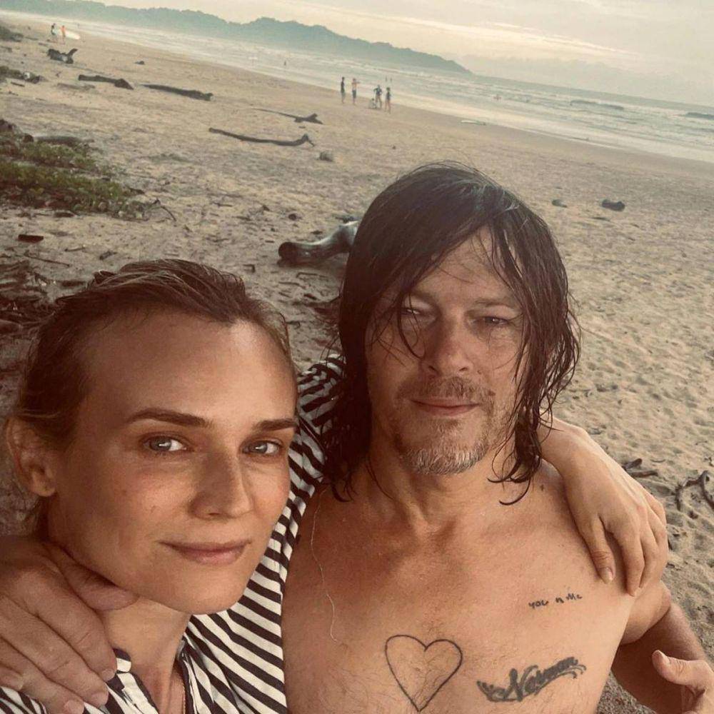 Norman Reedus dan istrinya, Diane Kruger (dok. Instagram/@bigbaldhead)