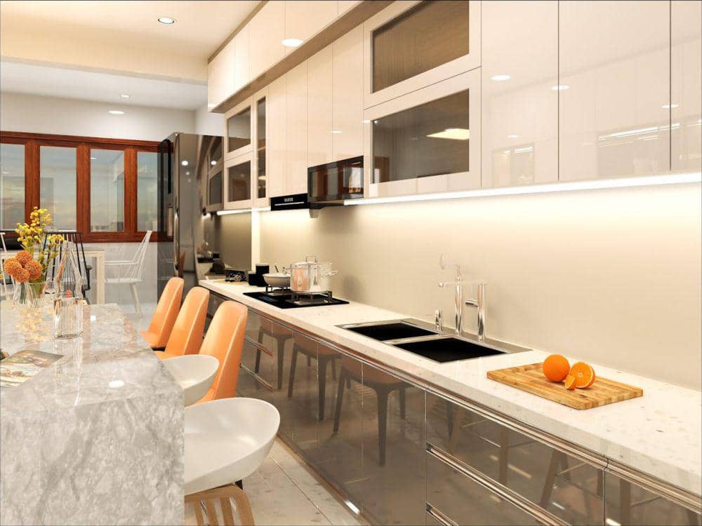 11 Desain Kitchen Set Modern dengan Strip Lighting, Bunda Pasti Suka!