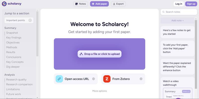 tampilan dasbor Scholarcy (dok. Scholarcy)