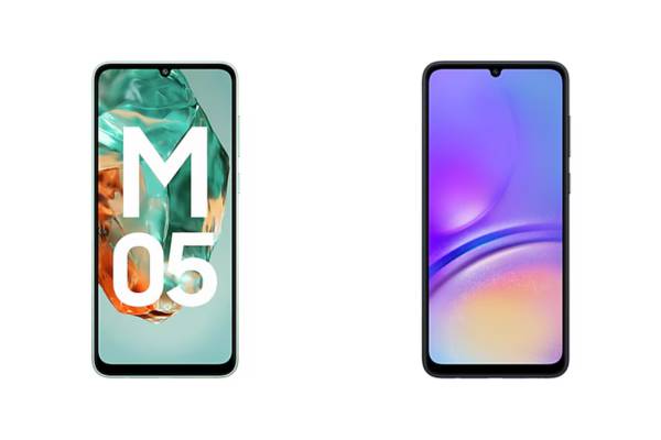 Tampilan tampak depan Samsung Galaxy M05 vs Samsung Galaxy A05 (samsung.com)