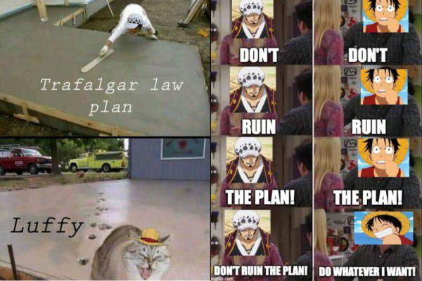 kolase meme Luffy One Piece merusak rencana (x.com/DailyOPMemes I reddit.com/deleted)