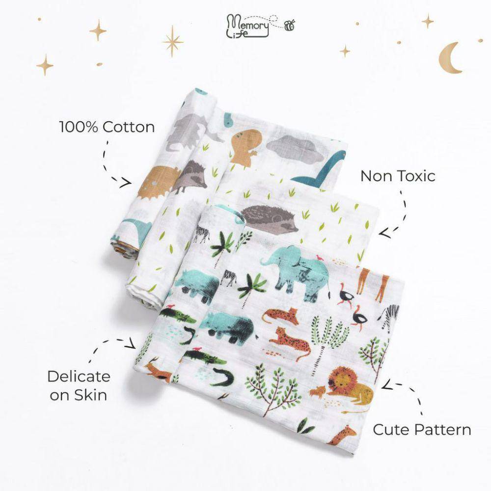 Memory Life Premium Plain Muslin Baby Blanket Swaddle (shopee.co.id/Memory Life Official Shop)