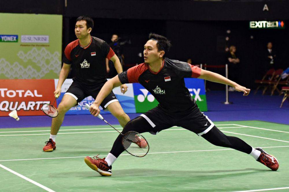Mohammad Ahsan/Hendra Setiawan saat berlaga di Hong Kong Open 2019. (hkopenbadminton.org)