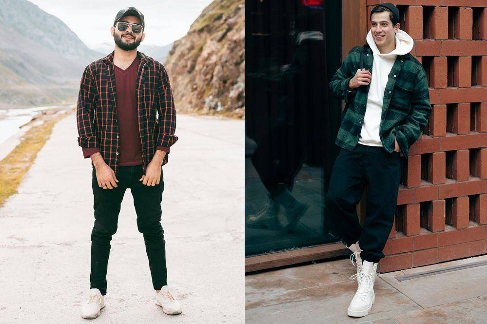plaid shirt pria (pexels.com/Aqib Shahid | pexels.com/Farhad Irani)