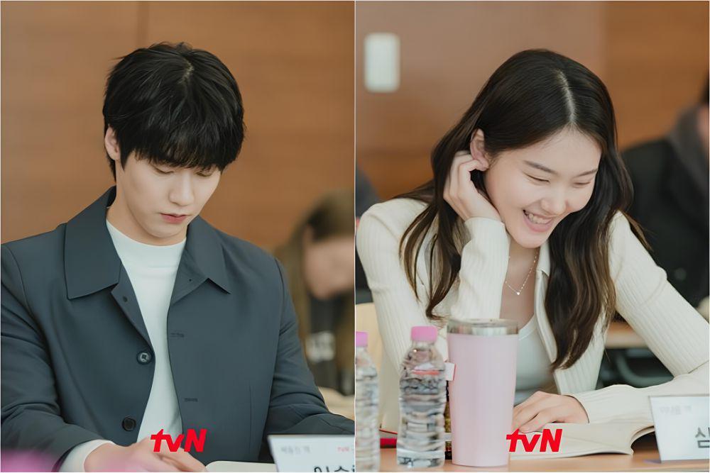 Lee Seung Hyub dan Sim So Young saat script reading drakor Love Next Door (instagram.com/tvn_drama)