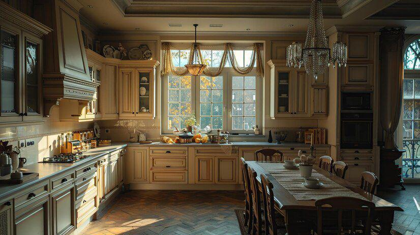 ilustrasi dapur french country di rumah (freepik.com/we3yanie)