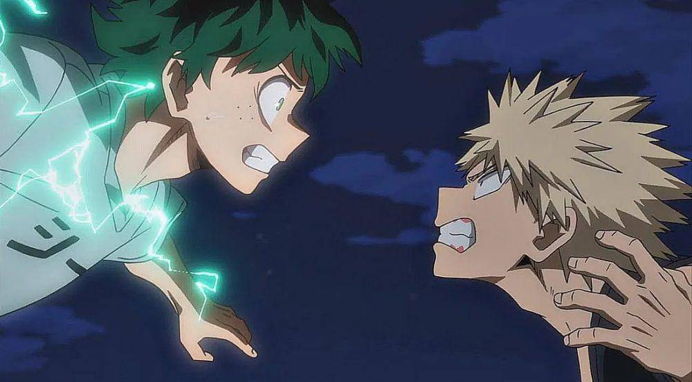 persaingan antara Deku dan Bokugo (BONES.inc/My Hero Academia)