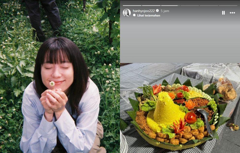 Han Hyo Joo Bagiin Foto Tumpeng Nasi Kuning di Story, Kok Bisa?