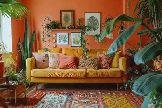 ilustrasi ruang keluarga gaya bohemian (pinterest.com/@artincontextdotorg)