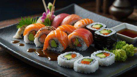 Ilustrasi sushi platter (shutterstock.com/Hammad Stock Images)