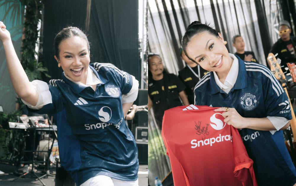 potret Yura Yunita manggung pakai jersey MU (x.com/yurayunita)