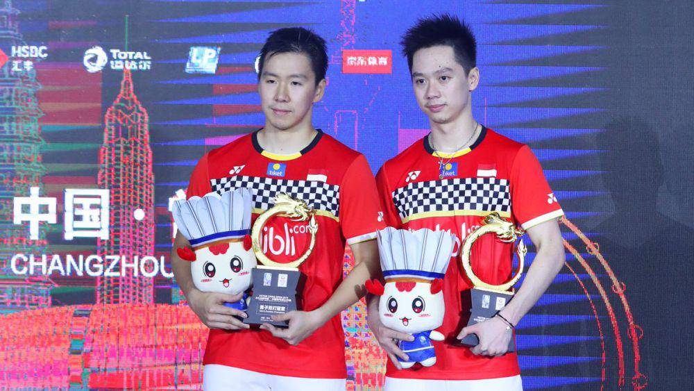 Marcus Fernaldi Gideon/Kevin Sanjaya Sukamuljo menjuarai China Open 2019. (x.com/bwfmedia)