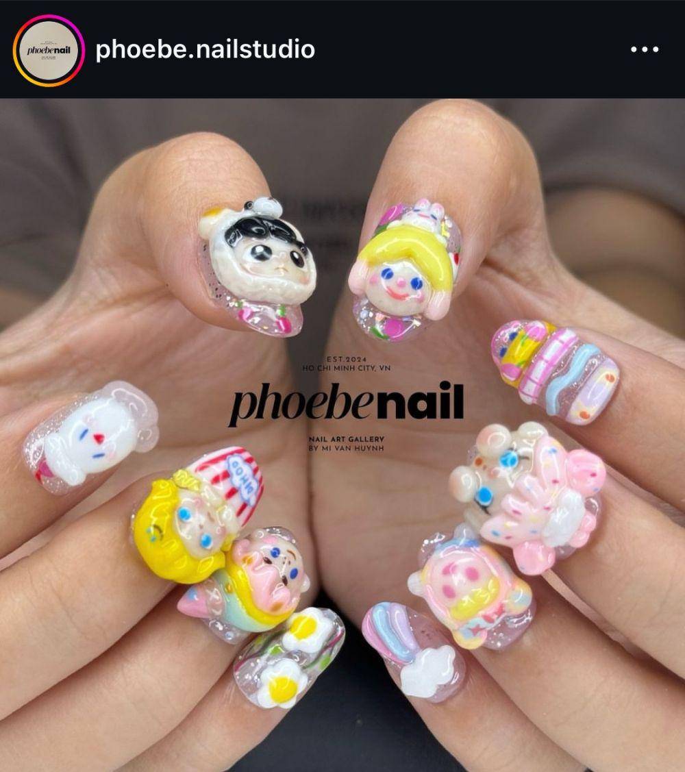 Ide Nail Art Labubu. (instagram.com/phoebe.nailstudio)
