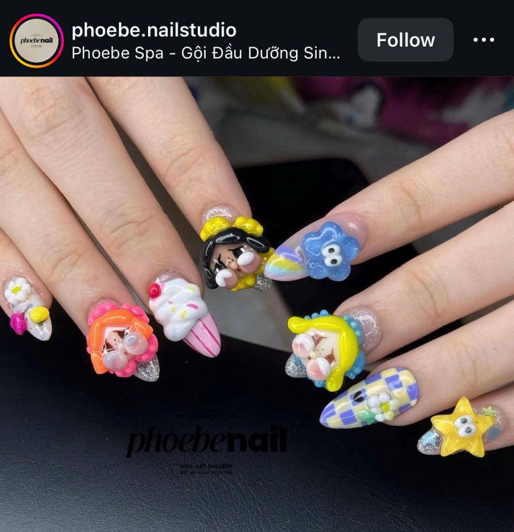 Ide Nail Art Labubu. (instagram.com/phoebe.nailstudio)