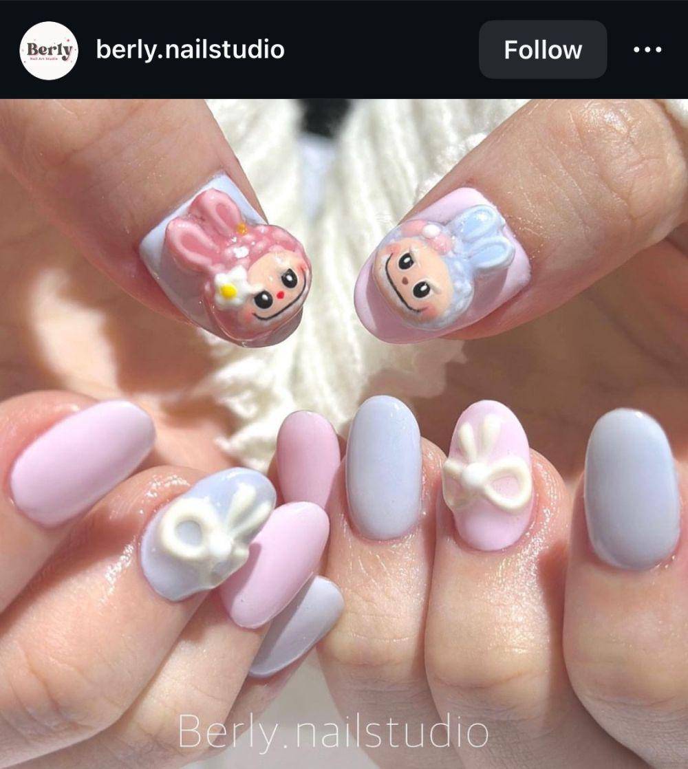 Ide Nail Art Labubu. (instagram.com/berly.nailstudio)