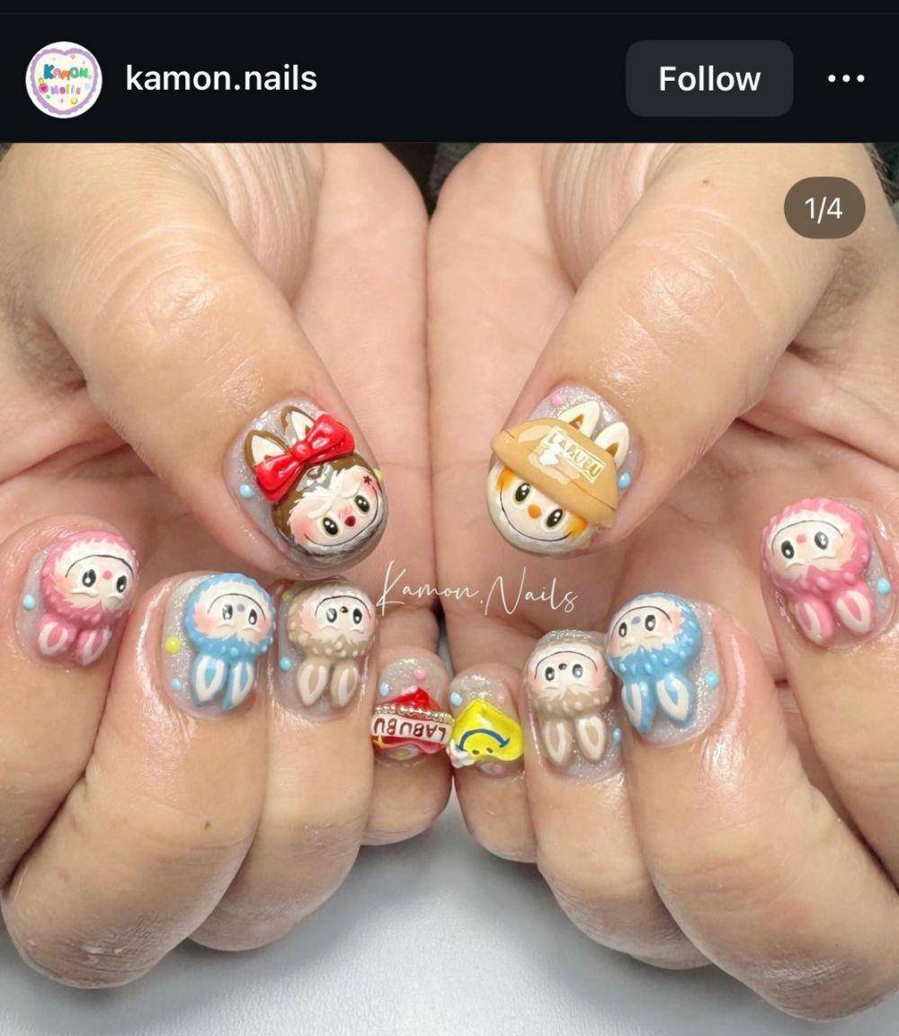 Ide Nail Art Labubu. (instagram.com/kamon.nails)
