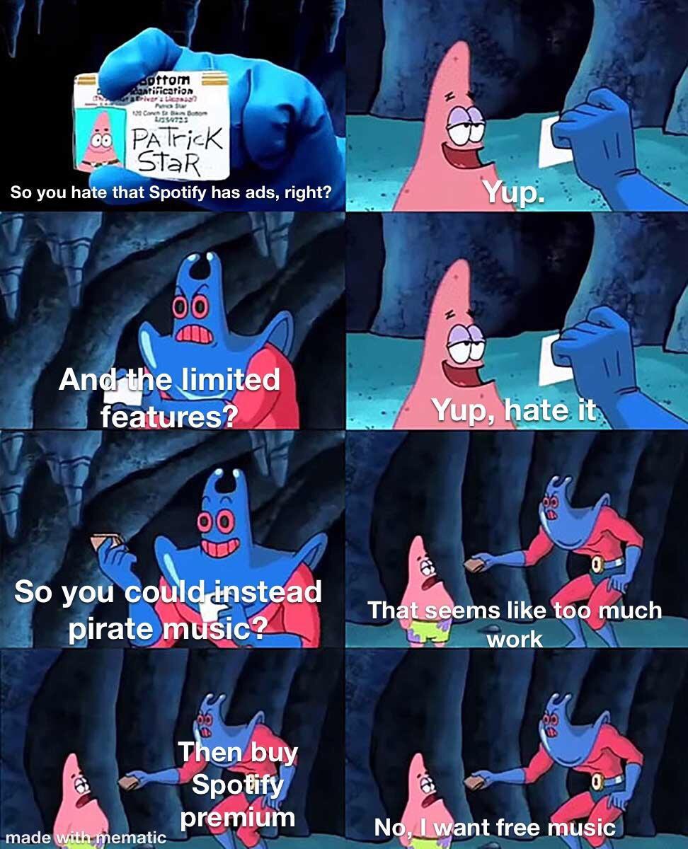 meme kocak keluh kesah pengguna Spotify (reddit.com/user/Peter_Baum)