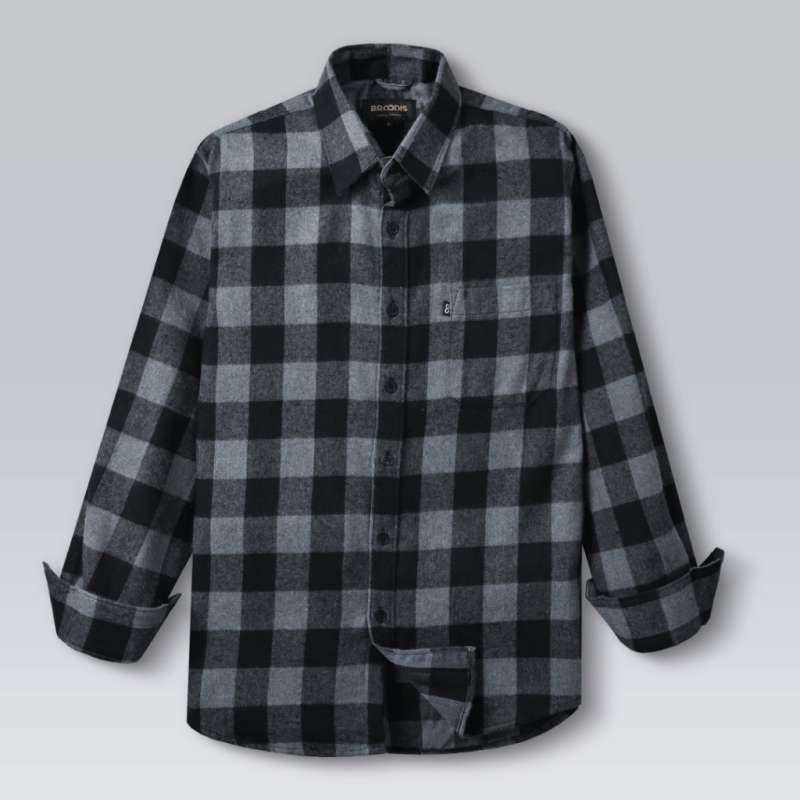 Broodis Kemeja Flannel Pria Canbera Grey Lengan Panjang (blibli.com/Broodis Official Store)