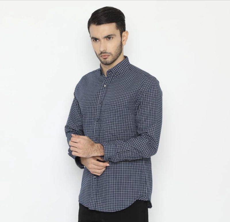 Code Male Square Kemeja Pria Panjang Basic Biru Kotak Slimfit (shopee.com/Code Male Official Shop)