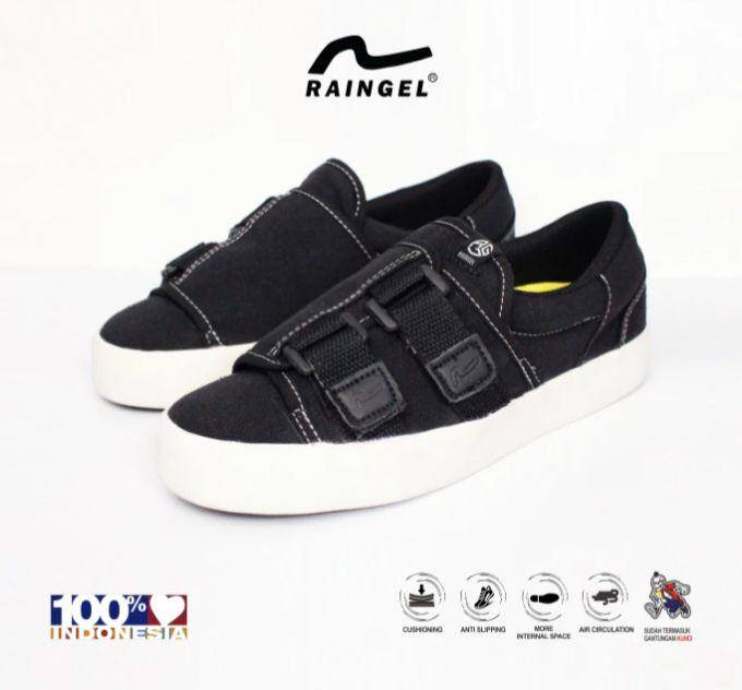 RAINGEL Sepatu Slip On RV.2 Black White (shopee.co.id/Raingel Official Shop)