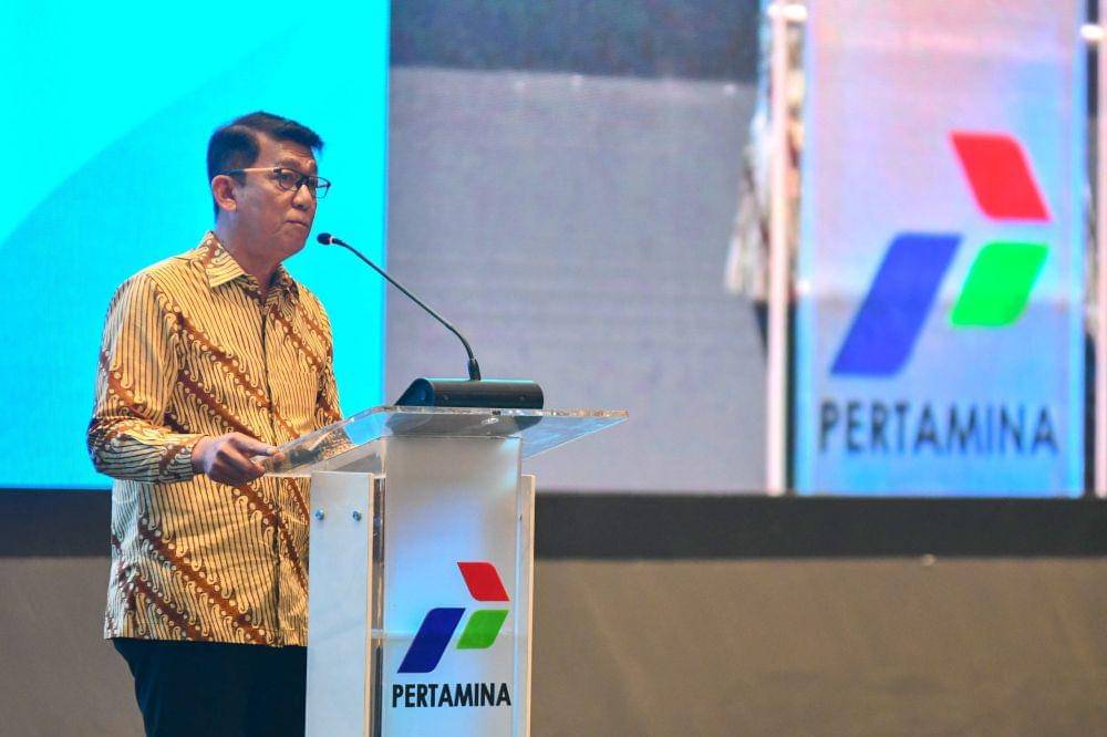 Direktur SPPU Pertamina A. Salyadi Saputra pada acara sinergi Pertamina dan Kementerian PPN/Bappenas dalam komitmen perencanaan transisi energi nasional dan kewilayahan untuk memastikan ketahanan energi. (dok. Pertamina)