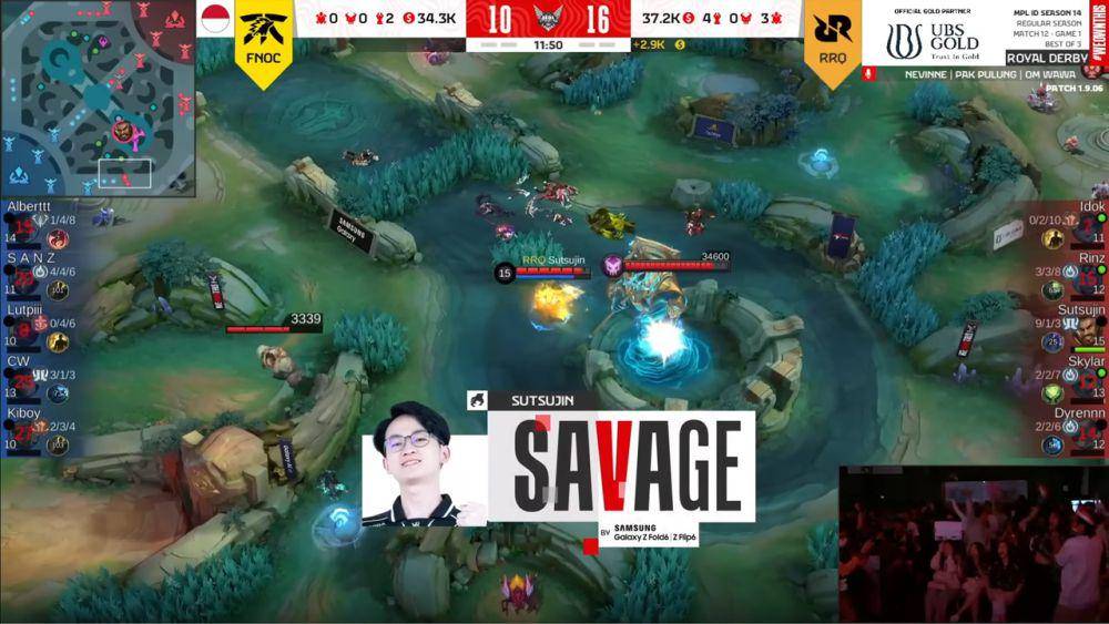 Sutsujin dapatkan savage di MPL ID Season 14. (youtube.com/MPL Indonesia)