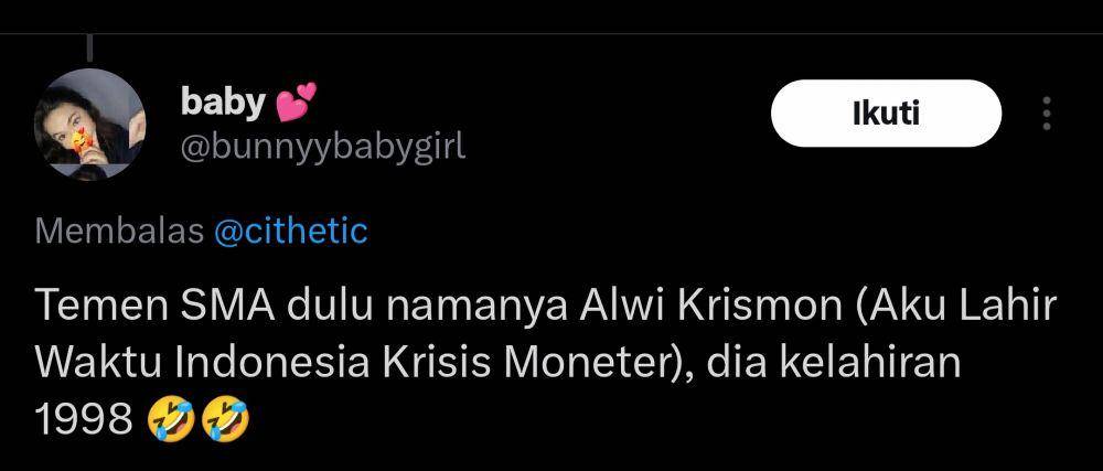 nama unik warganet (x.com/bunnyybabygirl)