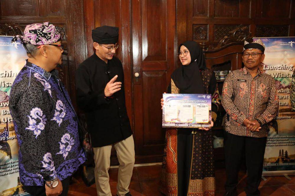 Menteri Pariwisata dan Ekonomi Kreatif Sandiaga Salahuddin Uno menyebut Banyuwangi memiliki ekosistem pariwisata terbaik di nusantara. Hal ini lantaran aksesibilitas, amenitas dan atraksi yang dimiliki Banyuwangi lengkap dan selalu meningkat kualitasnya. (Dok. Pemkab Banyuwangi)