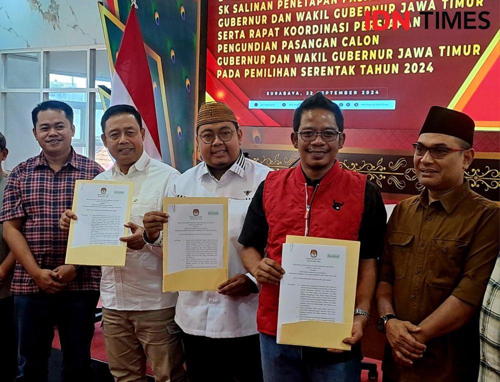 3 Paslon Pilgub Jatim Ditetapkan, Ada Tanpa Gelar hingga Nama Julukan