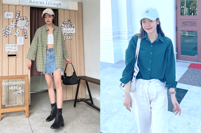 style casual dengan kemeja ala June Wanwimol (instagram.com/junewanwimol19)